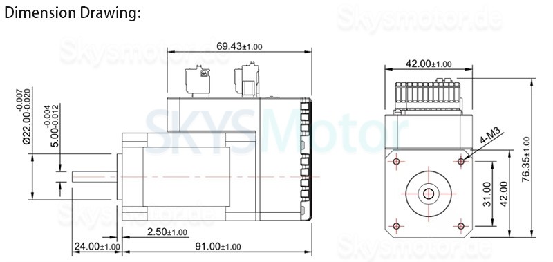 Nema 17 Integrierter AC Servomotor mit Steuerung JMC iHSV42-40-05-24 52W 24V 12,5Ncm 52000U/min